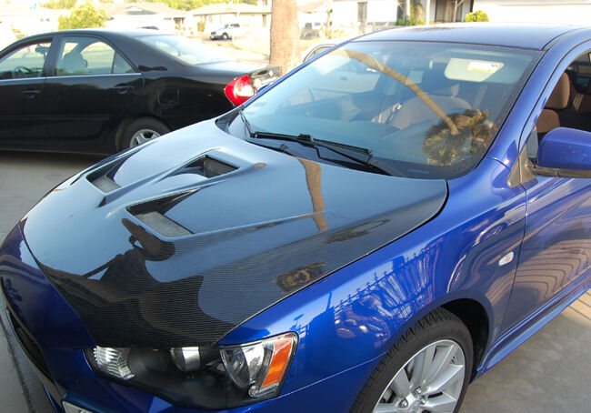 2008-2010 Mitsubishi Lancer 4dr EVO X Style Carbon Fiber Hood
