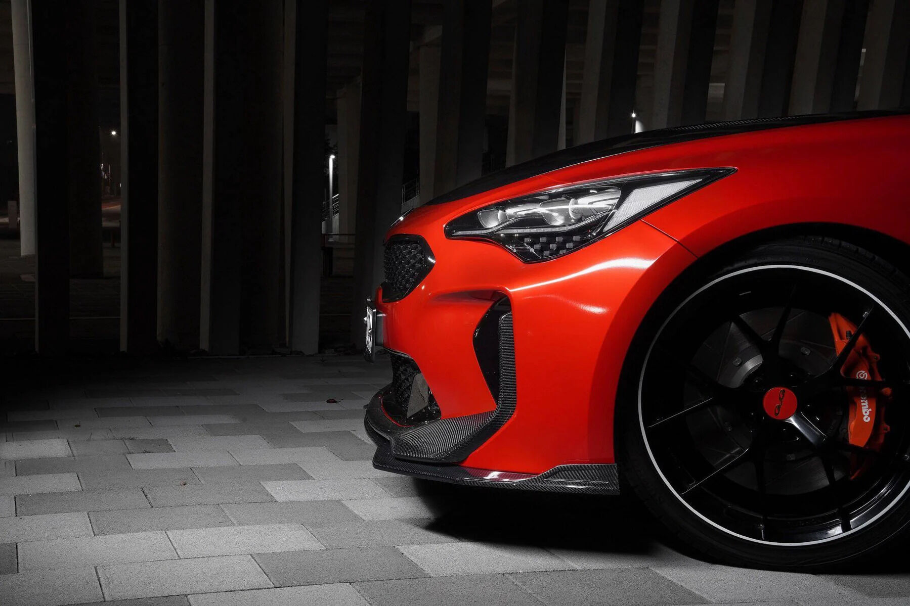 2018-2023 Kia Stinger GT/GT-Line/GT1/GT2 V2 Carbon Fiber Lower Front Lip by ADRO USA