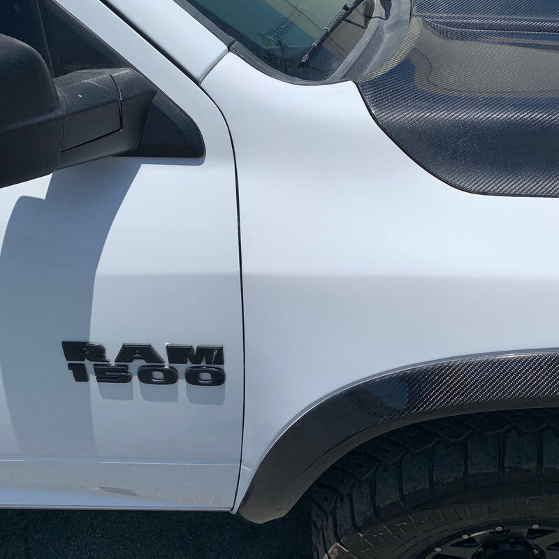 2009-2018 Dodge Ram Half-CF TRX Kit Carbon Fiber Fender and Bedside Flares and Carbon Fiber Hood Inserts Wide-Body for 5.7' Bed