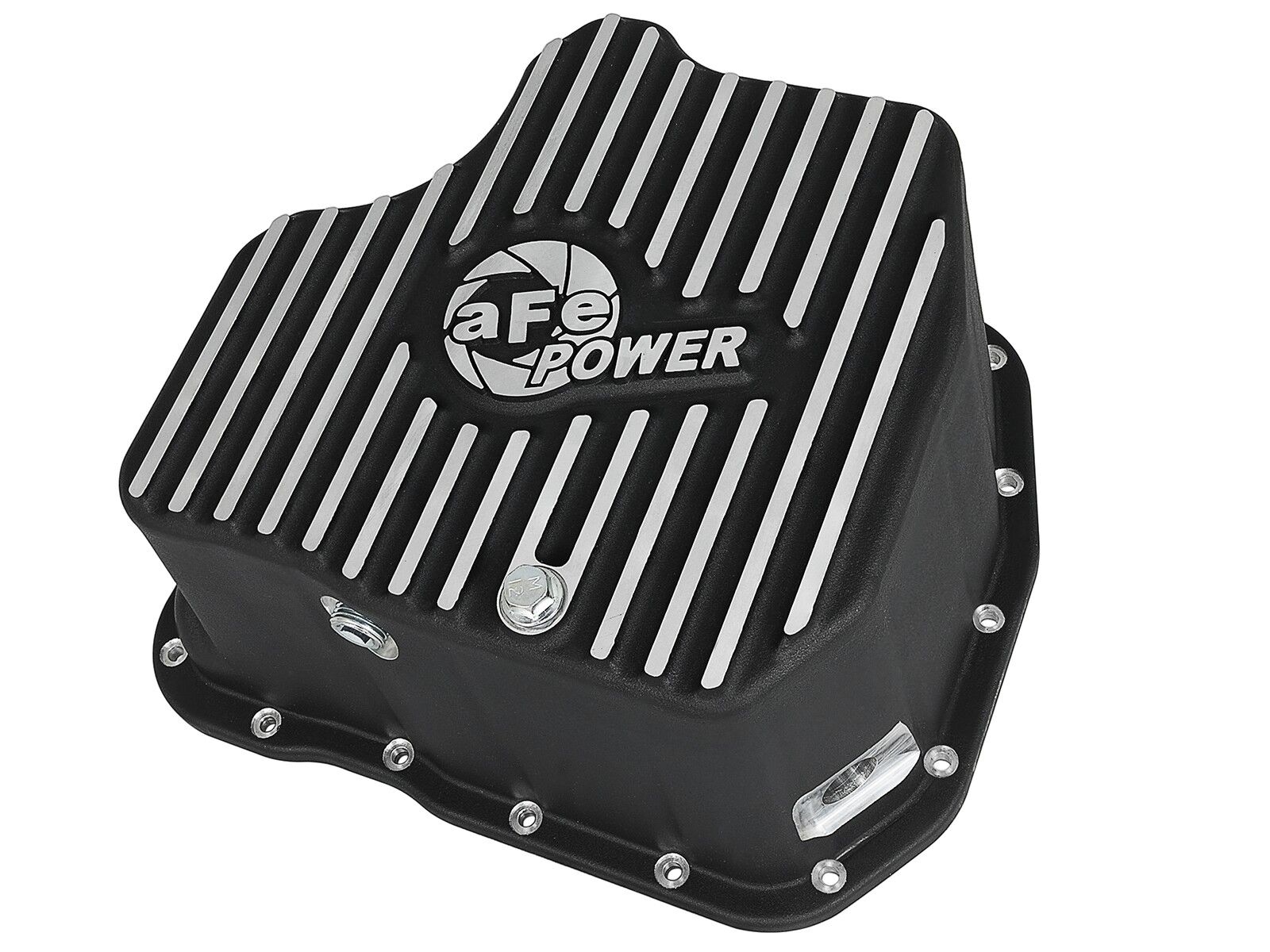 2011-2016 Chevrolet Silverado 3500 HD LML Duramax Turbo Diesel V8 6.6L Engine Oil Pan Black Machined Fins - 46-70342