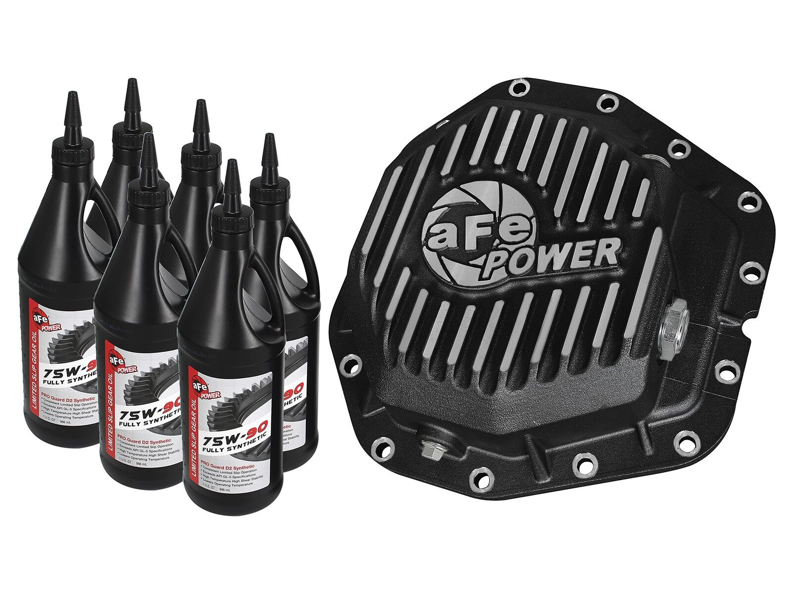 2017-2019 Ford F-450 Super Duty Turbo Diesel V8 6.7L Rear Differential Cover Machined Fins Pro Series w/ Gear Oil - 46-70382-WL