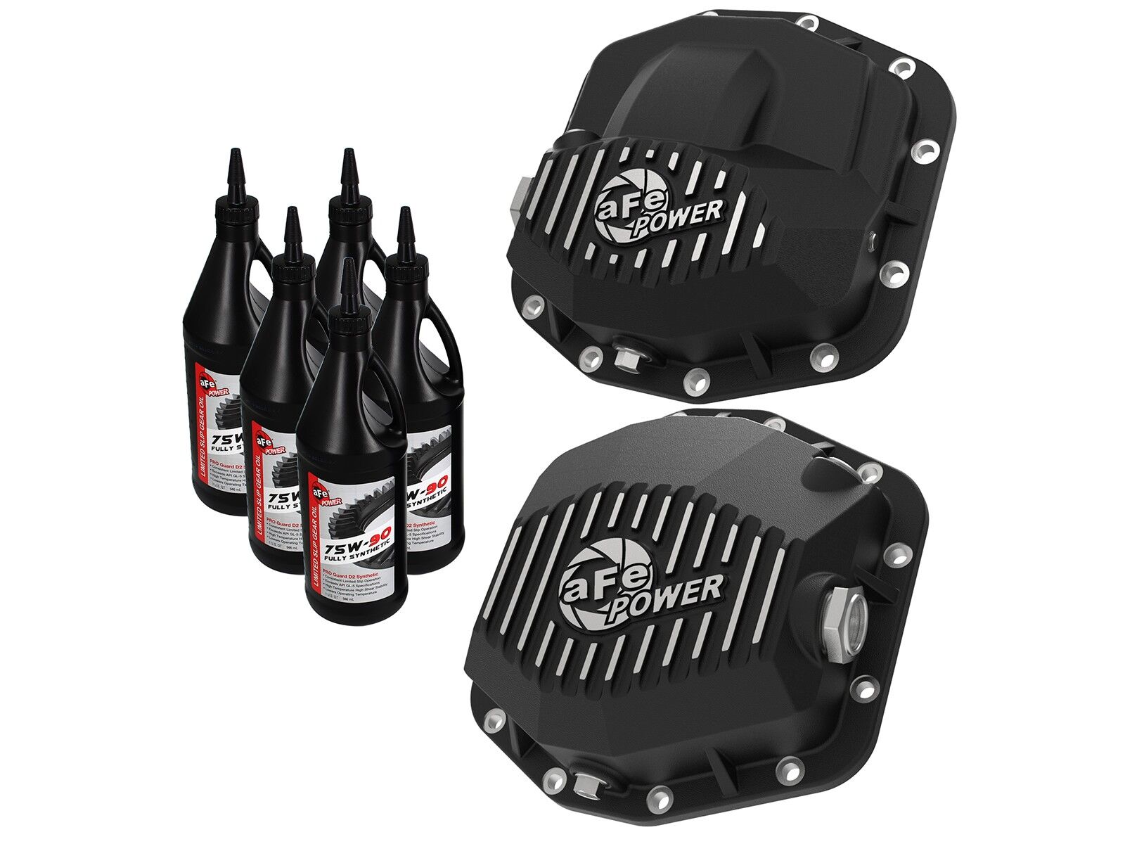 2018-2019 Jeep Wrangler JL V6 3.6L Pro Series Front & Rear Differential Covers - Machined Fins w/ Gear Oil