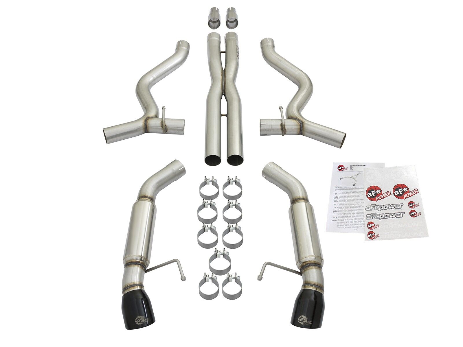 2015-2017 Ford Mustang V6 3.7L MACH Force-Xp 3" 304 Stainless Steel Cat-Back Exhaust System - Aggressive Tone w/Black Tips