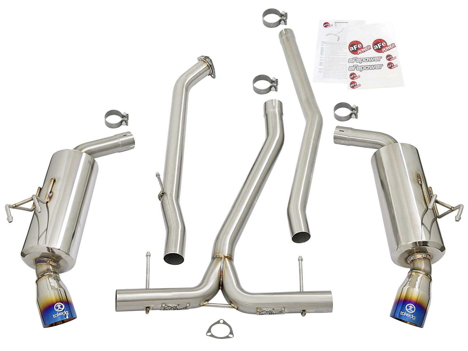 2016-2019 Honda Civic FC1 L15B7 Turbo 1.5L Sedan Takeda 2-1/2" to 2-1/4" 304 Stainless Steel Cat-Back Dual-Exit Exhaust System