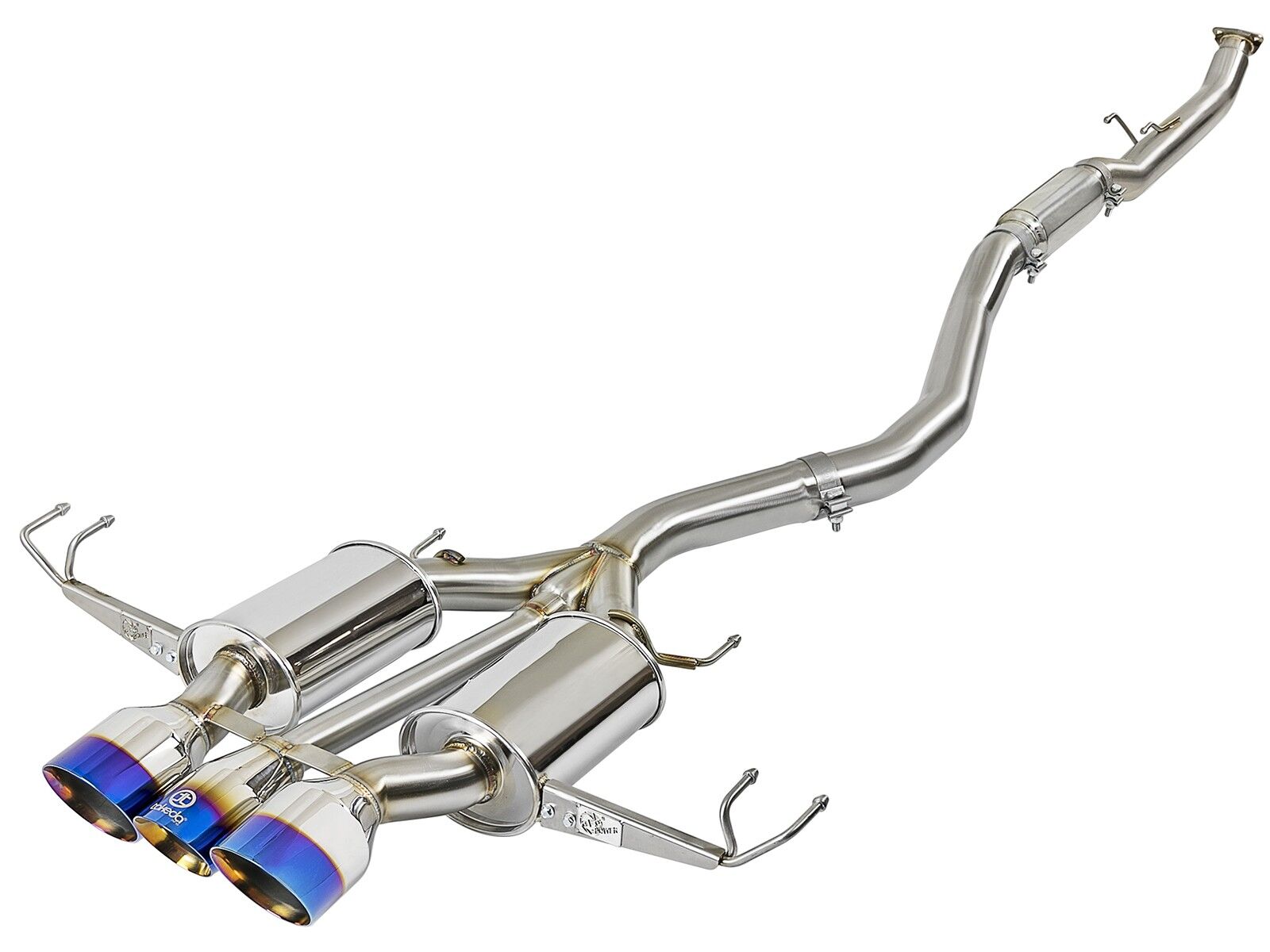 2017-2019 Honda Civic Type-R 2.0L Takeda 3" 304 Stainless Steel Cat-Back Exhaust System w/ Blue Flame Tips - 49-36616-L