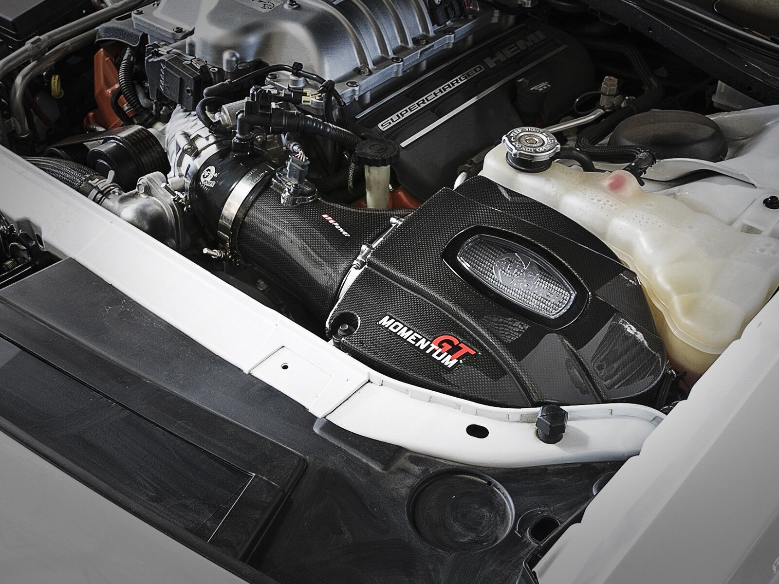 2015-2016 Dodge Charger Hellcat HEMI SRT Supercharged V8 6.2L Black Series Momentum Carbon Fiber Cold Air Intake System w/Dual Filter Media