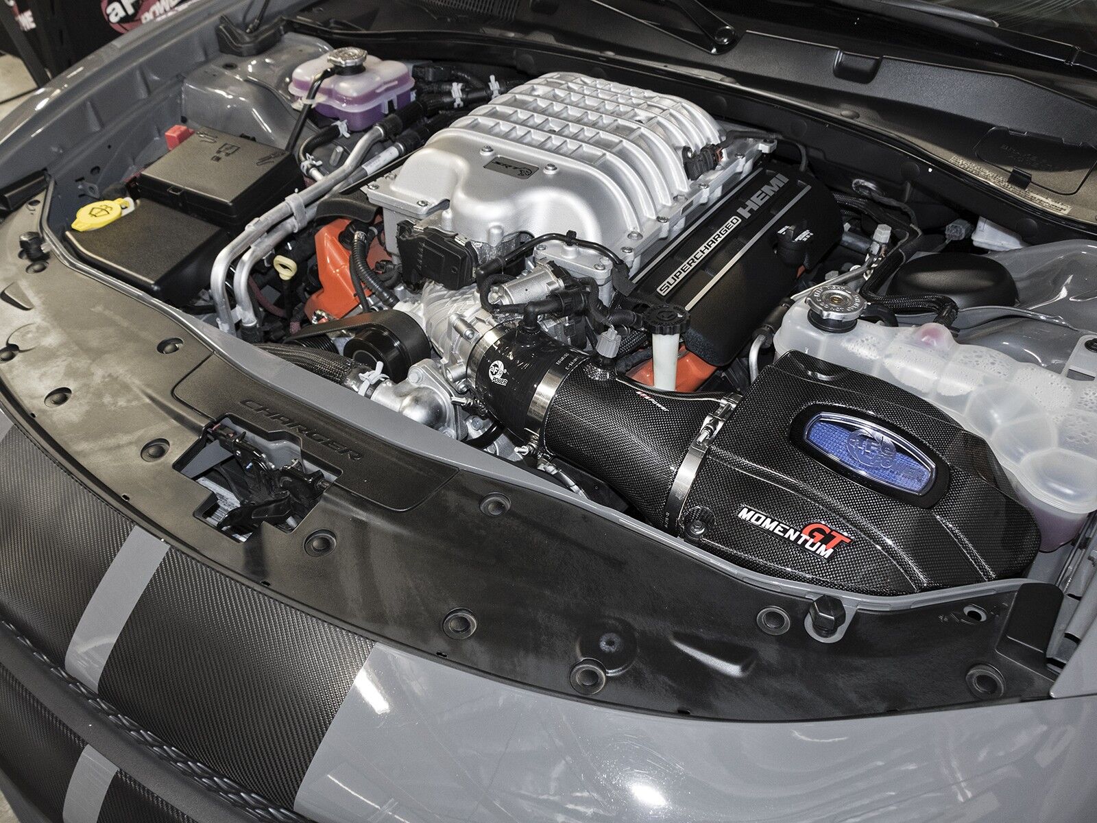 2017-2018 Dodge Charger Hellcat SRT Supercharged HEMI V8 6.2L Black Series Momentum Carbon Fiber Cold Air Intake System w/Dual Filter Media