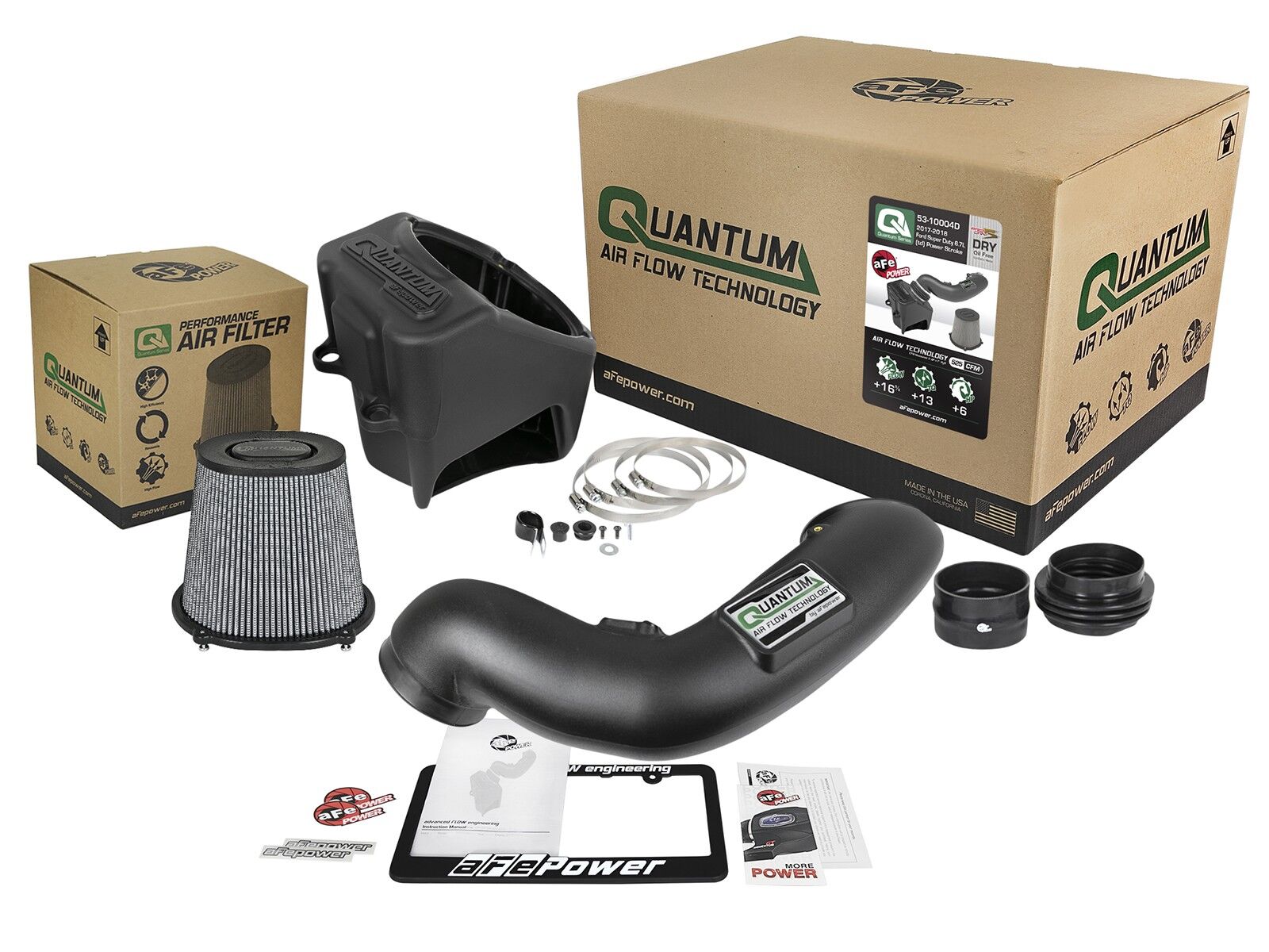 2017-2019 Ford F-550 Super Duty Turbo Diesel V8 6.7L Quantum Cold Air Intake System w/Pro DRY S Filter Media