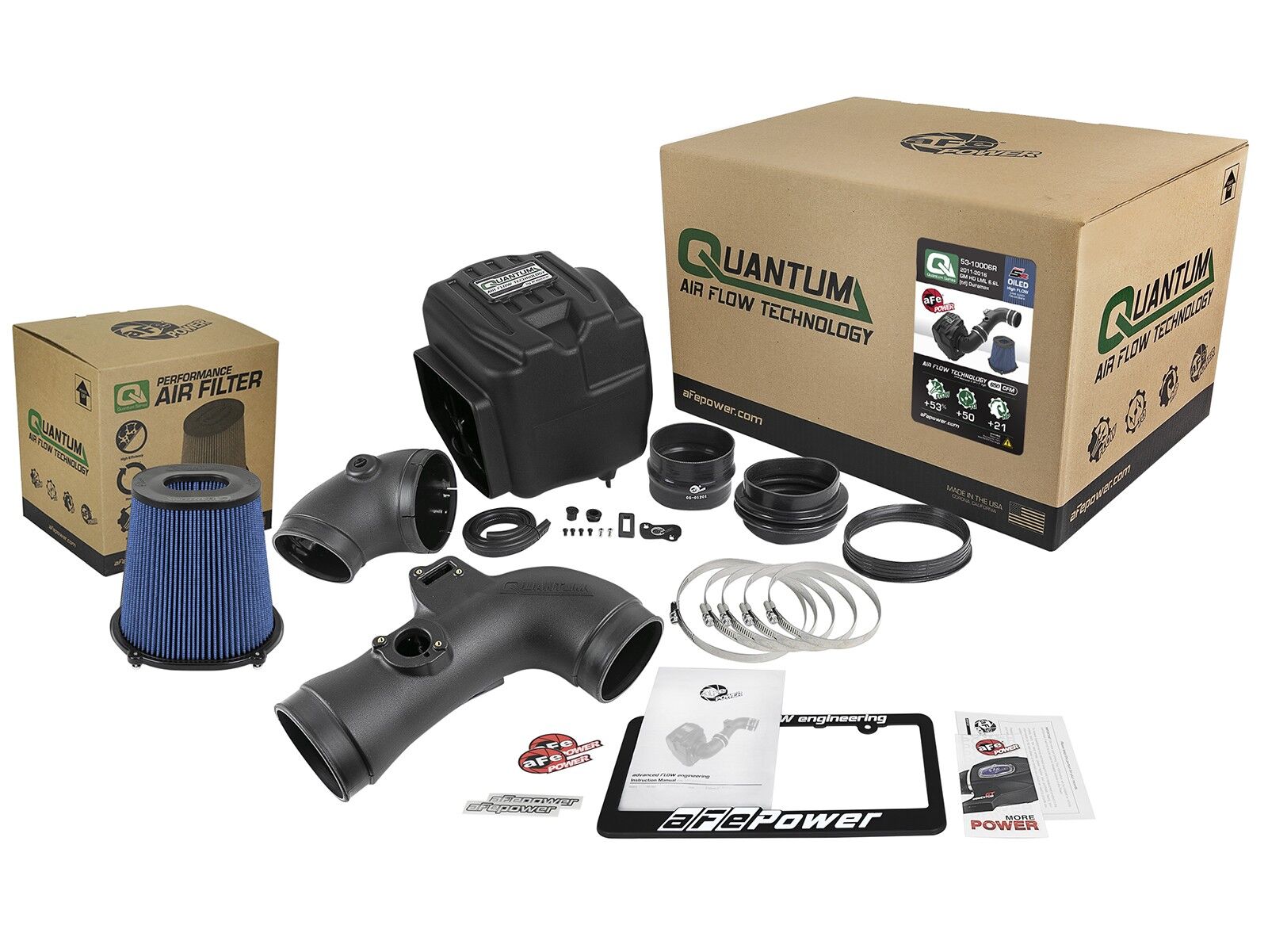 2011-2016 Chevrolet Silverado 3500 HD LML Duramax Turbo Diesel V8 6.6L Quantum Cold Air Intake System w/Pro 5R Filter Media