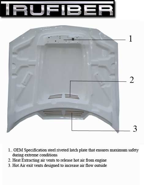 1998-2002 Chevy Camaro 4" Cowl Induction Fiberglass Heat Extractor Hood