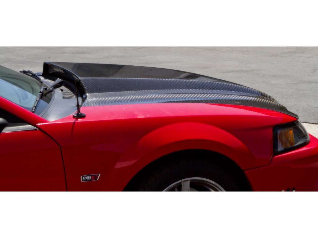 1999-2004 Ford Mustang 3" Cowl Functional Heat Extractor Carbon Fiber Hood