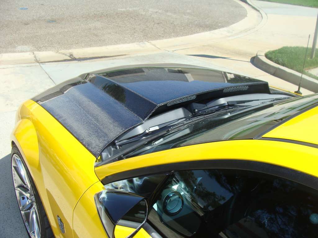 2007-2009 Ford Mustang GT500 3" Cowl Functional Heat Extractor Carbon Fiber Hood