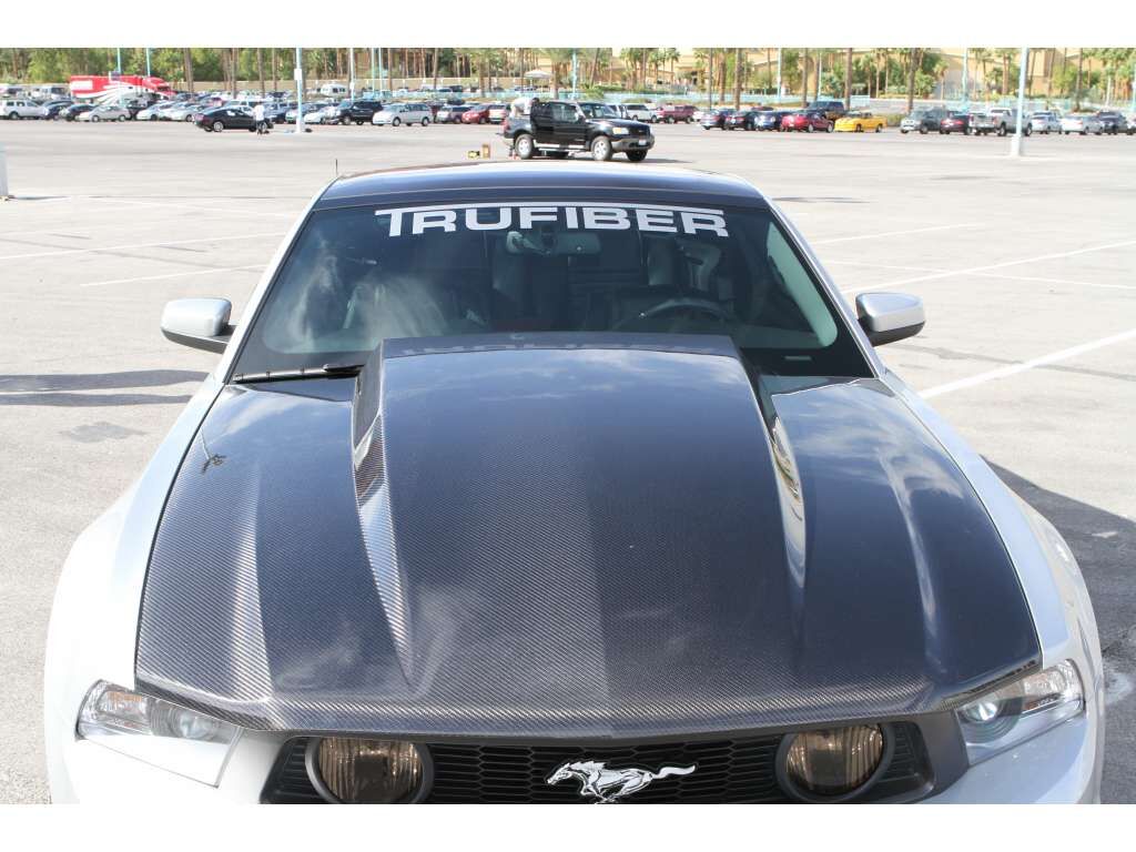 2010-2012 Ford Mustang 3" Cowl Functional Heat Extractor Carbon Fiber Hood