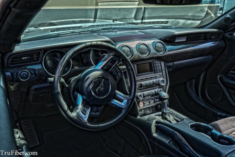 2015-2023 Ford Mustang Carbon Fiber Dash Kit w/o Gauges 4PC