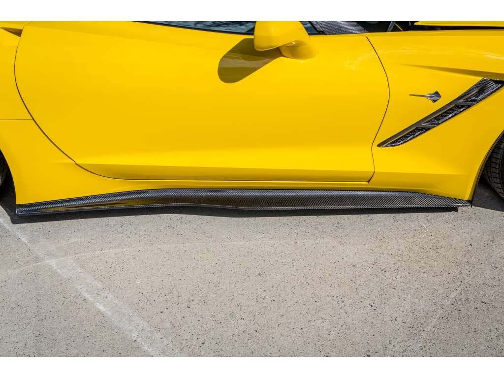 2014-2015 Chevy Corvette Stingray Carbon Fiber Side Skirt Splitters - Pair