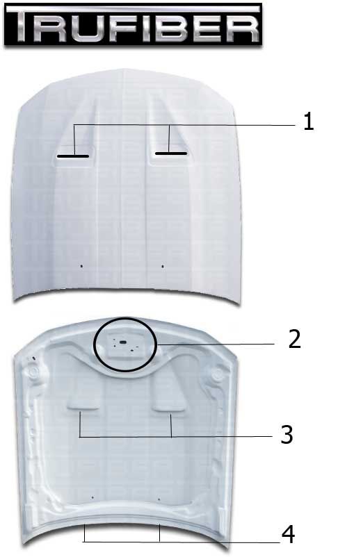 2005-2009 Ford Mustang Mach 1 Fiberglass Ram Air Hood