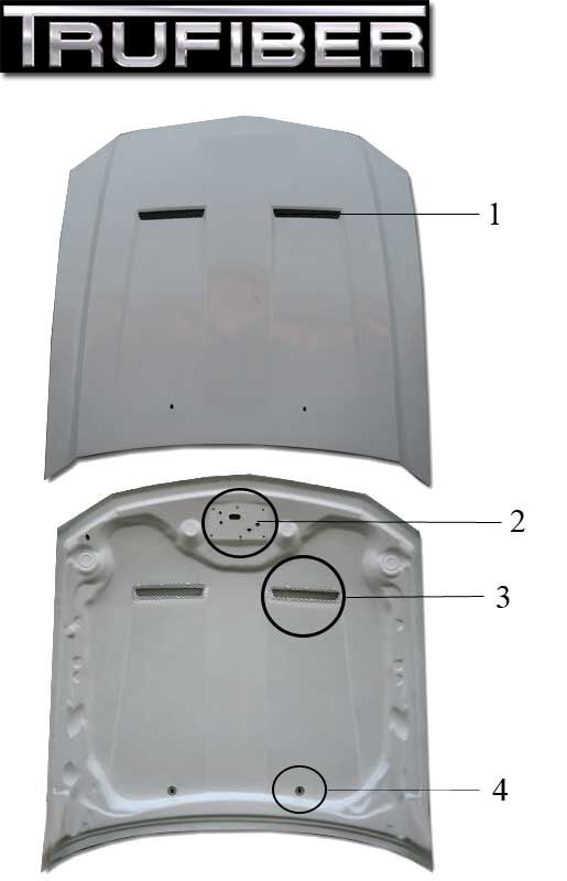 2005-2009 Ford Mustang SVT Fiberglass Heat Extractor Hood