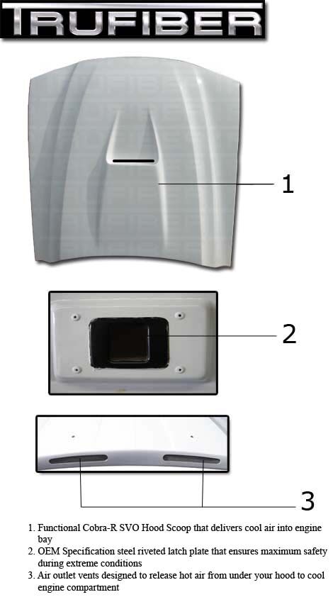 1994-1998 Ford Mustang Cobra R Fiberglass Heat Extractor Hood