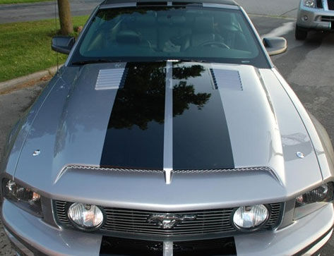 2005-2009 Ford Mustang GTS-4 Fiberglass Dual Functional Ram Air Hood - TF10024-A