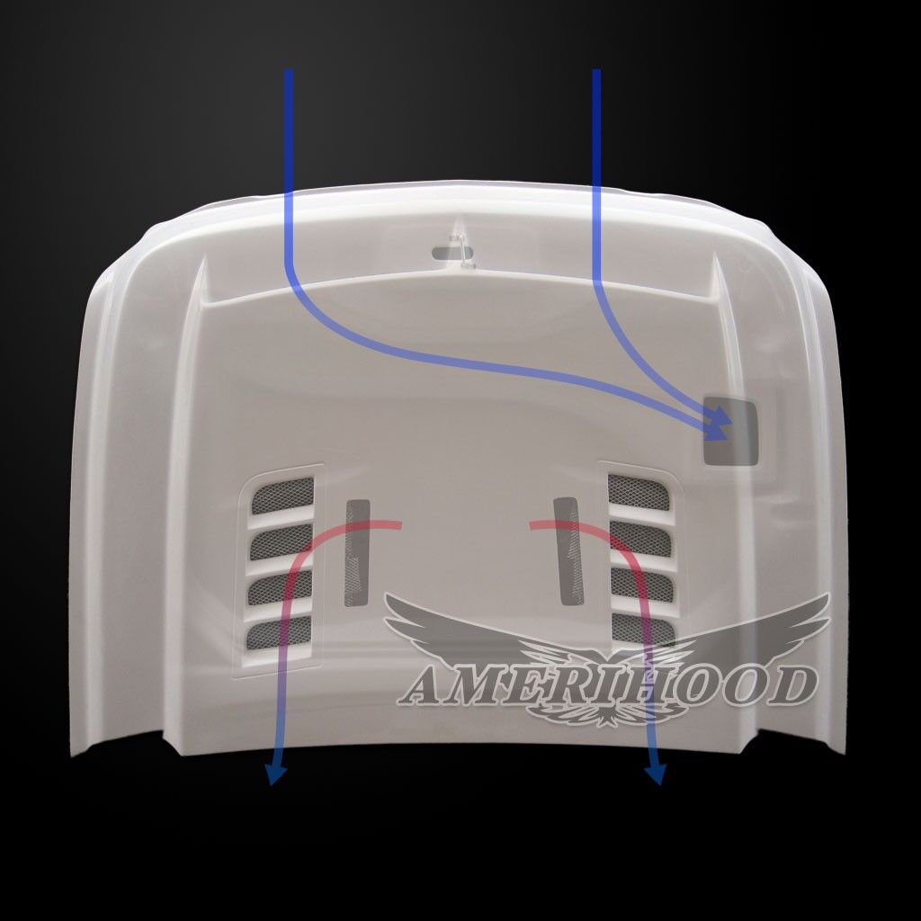2011-2014 Chevy Silverado 3500 Amerihood Type-E Dual-Functional Ram Air Fiberglass Hood