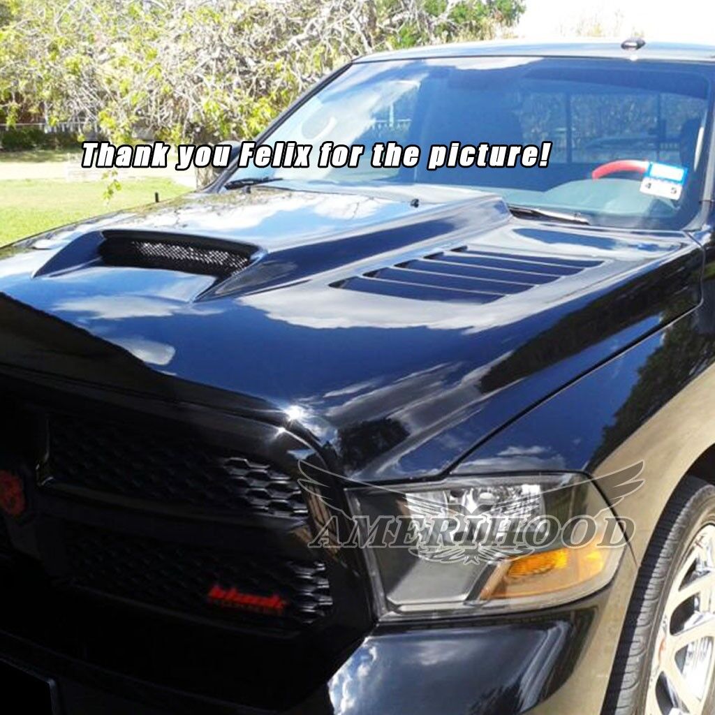 2009-2018 Dodge Ram 1500 SSK Dual-Functional Ram Air Hood Fiberglass