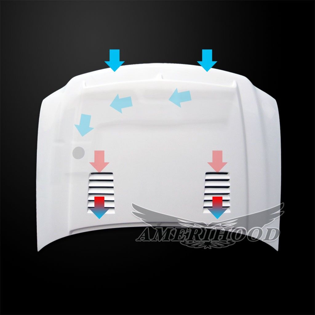1997-1999 Ford F-250 Light-Duty Amerihood Type-E Dual-Functional Ram Air Fiberglass Hood