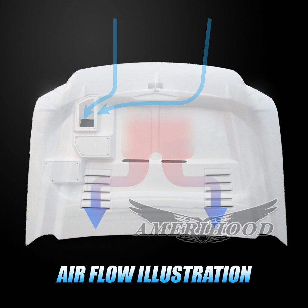 2000-2006 Ford Excursion Amerihood Type-E Dual-Functional Ram Air Fiberglass Hood