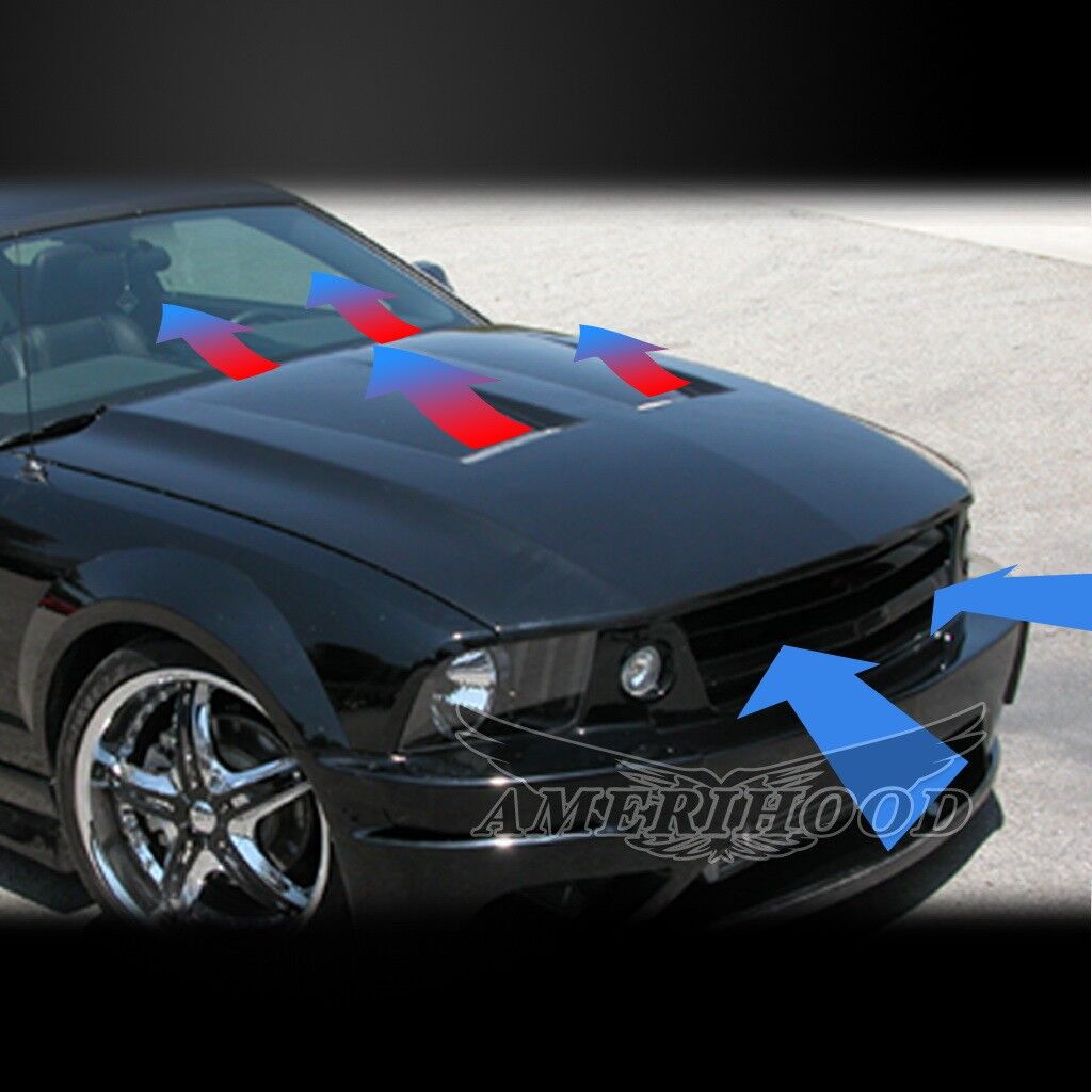 2005-2009 Ford Mustang Type-6 Functional Heat Extractor Hood Fiberglass
