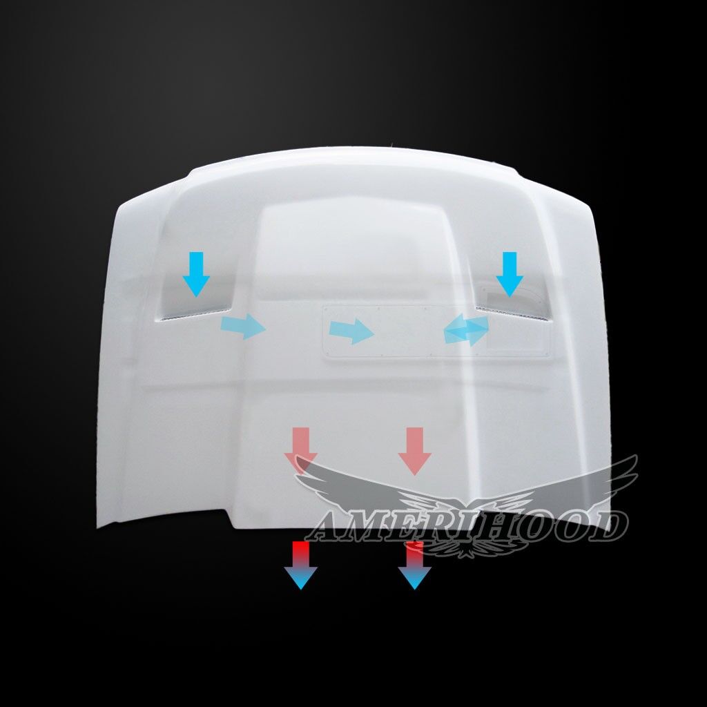 2007-2013 Gmc Sierra 1500 Cowl Dual-Functional Ram Air Hood Fiberglass
