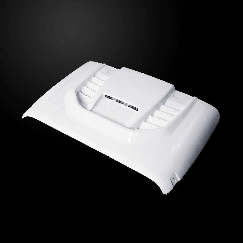 2007-2018 Jeep Wrangler JK STM Dual-Functional Ram Air Fiberglass Hood - AmeriHood JW07AHSTMFHWJK