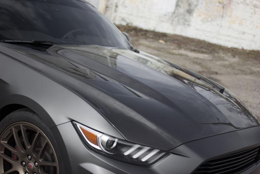 2015-2017 Ford Mustang Heat Extractor Double-Sided Carbon Fiber Hood by Anderson Composites