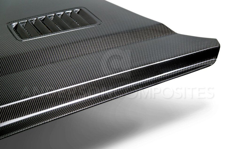 2015-2017 Ford Mustang Super Snake Style Double-Sided Carbon Fiber Hood by Anderson Composites