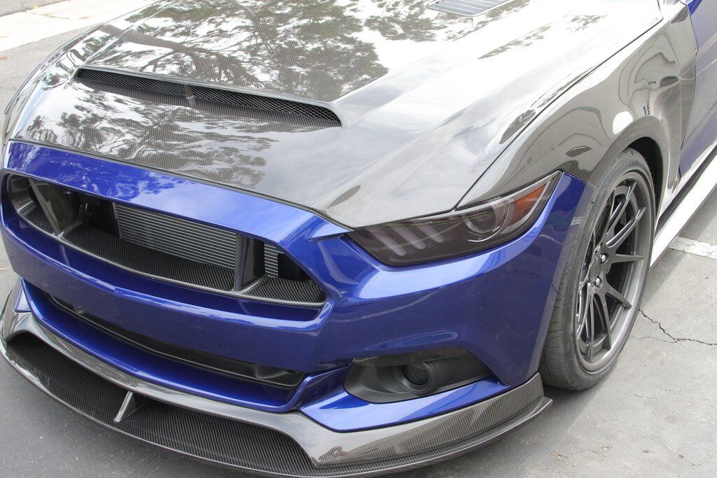 2015-2017 Ford Mustang Super Snake Style Double-Sided Carbon Fiber Hood by Anderson Composites