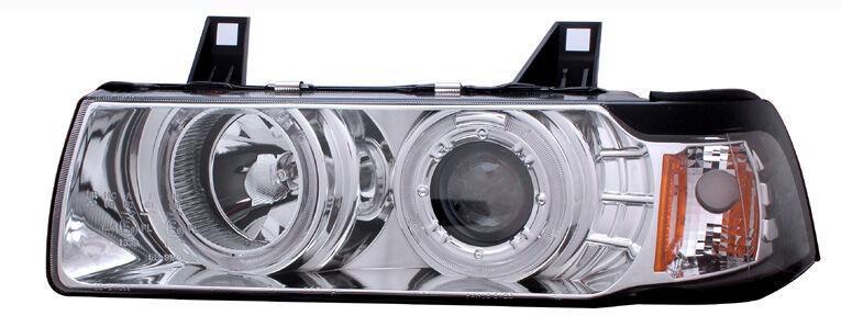 1992-1998 BMW E36 4DR Halo Projector Headlights G2 Chrome Clear - 02-AZ-B392-PCC-4D-G2-R-A
