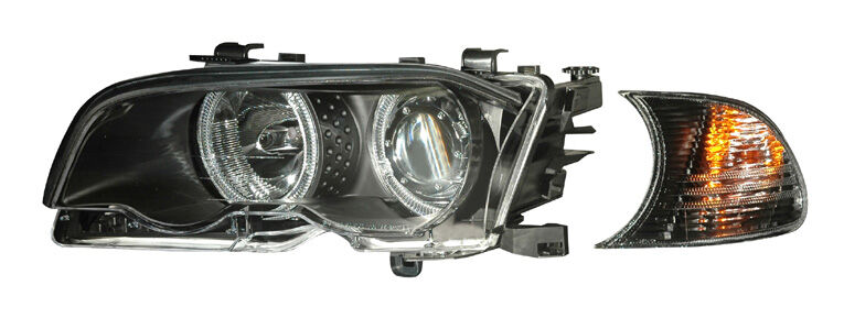 1999-2001 BMW E46 & M3 2dr Halo Projector Headlights - Black - 02-AZ-B399-PBC-R-2D