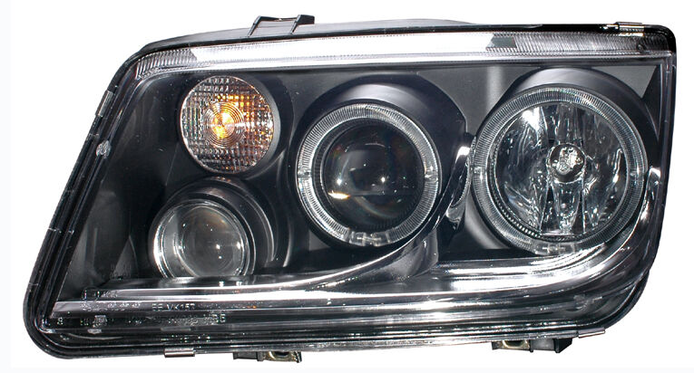 1999-2005 VW Jetta Halo Projector Headlights Black Clear - 02-AZ-VJ99-PBC-R