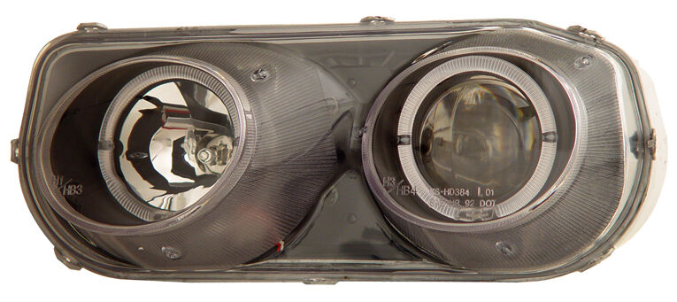 1994-1997 Acura Integra JDM Black Projector Headlights w/ Dual Halo - 02-AZ-AI94-PBC-RIM