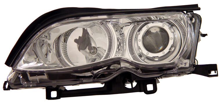 2002-2005 BMW E46 4dr Chrome Projector Headlights w/ Dual Halo - 02-AZ-B302-PCC-R-4D