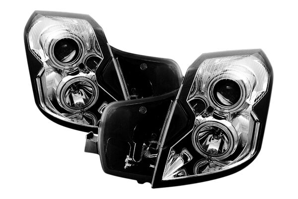 2003-2007 Cadillac CTS Halo Projector Headlights Chrome Clear - 02-AZ-CCT07-PCC-R
