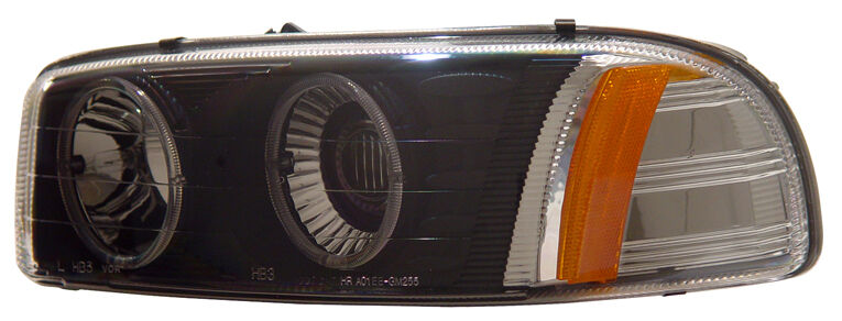 2000-2006 GMC Yukon JDM Black Projector Headlights w/ Dual Halo - 02-AZ-CD00-PBC-R-A