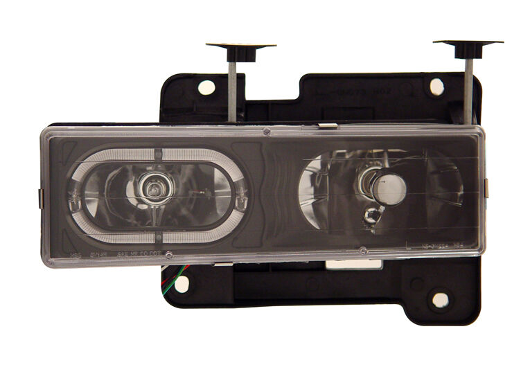 1988-1998 Chevy C10 Fullsize JDM Black Euro Headlights w/ Halo - 02-AZ-CF88-JM-RIM