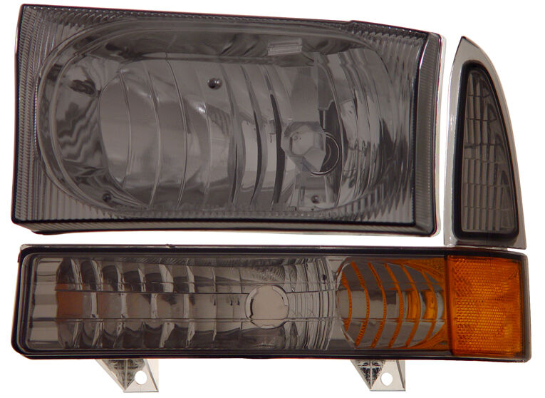 1999-2004 Ford Super Duty F250 Smoke Euro Headlights w/Corner Light - 02-AZ-FC00-SM-SET-A