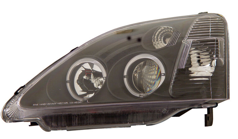 2002-2005 Honda Civic Si 3dr JDM Black Projector Headlights w/ Halo - 02-AZ-HC03-PBC-RIM