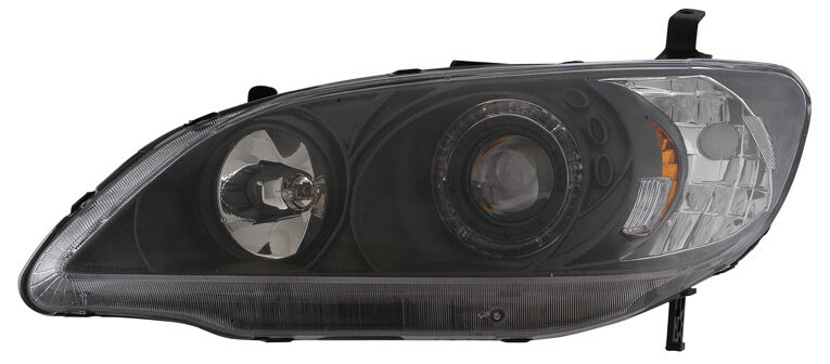 2004-2005 Honda Civic 2dr & 4dr Black Projector Headlights w/ Halo - 02-AZ-HC04-PBC-R-A