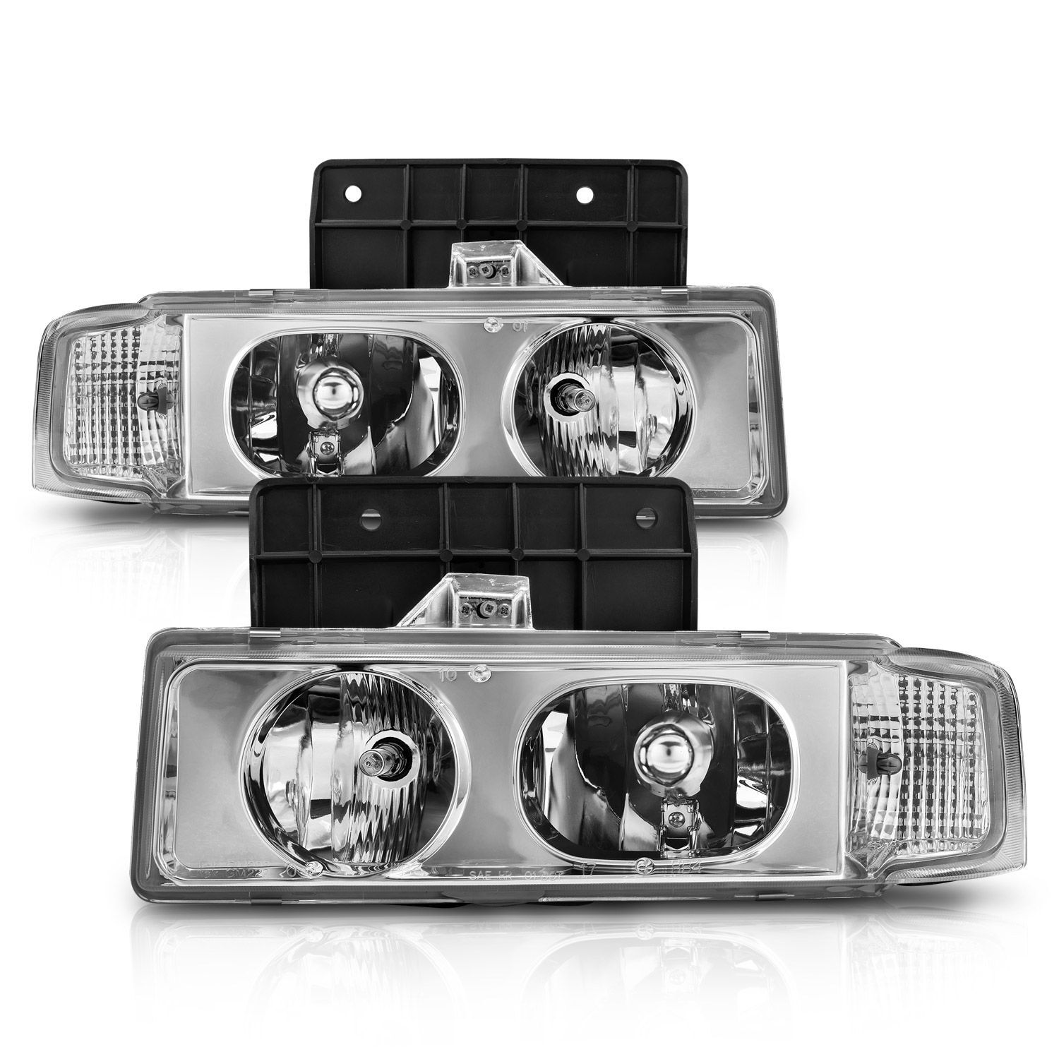 1995-2005 Chevrolet Astro Anzo Crystal Headlights Chrome 1Pc - 111001