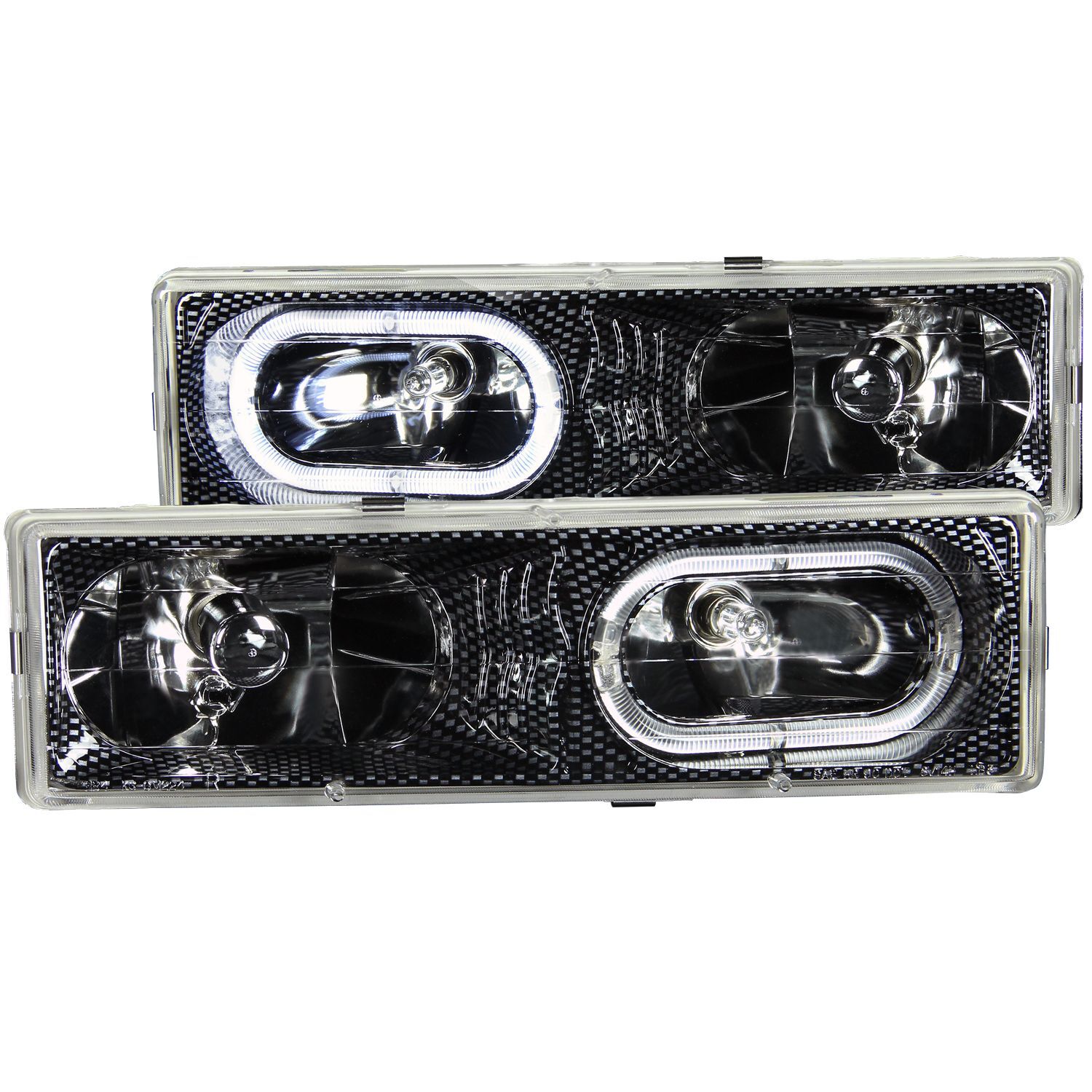 1988-2000 GMC Blazer Full Size/C1500/C2500/C3500 Full Size/K3500/Suburban/Tahoe Anzo Crystal Headlights Carbon W/ Halo - 111005