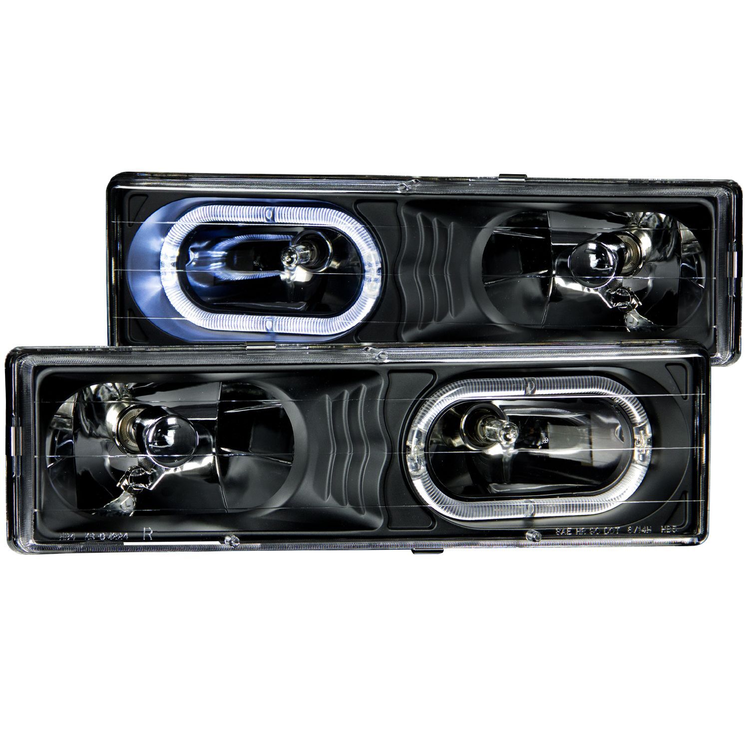 1988-2000 Chevrolet Blazer Full Size/C1500/C2500/C3500/Suburban/Tahoe Anzo Crystal Headlights Black W/ Halo - 111007