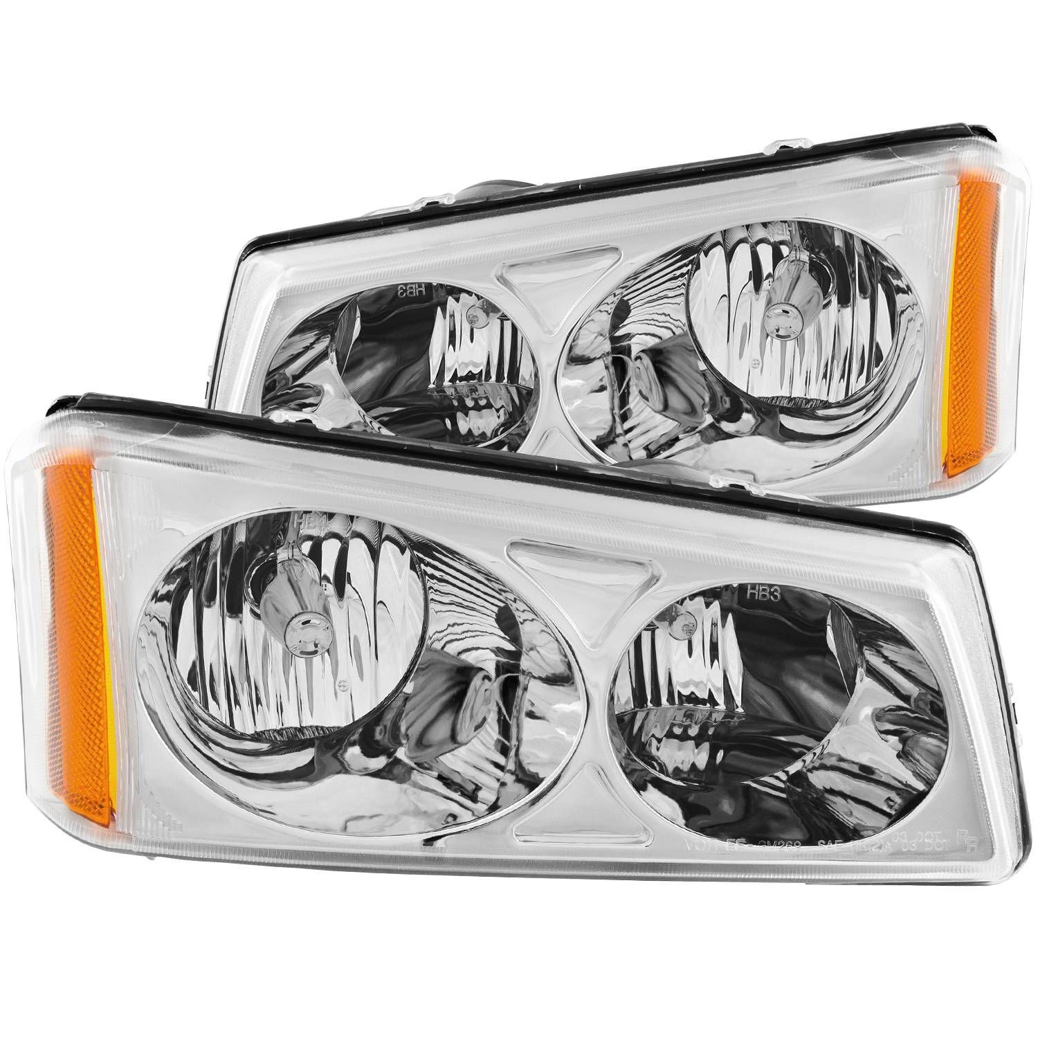 2003-2006 Chevrolet Avalanche/Silverado 1500/2500/3500 Anzo Crystal Headlights Chrome - 111010