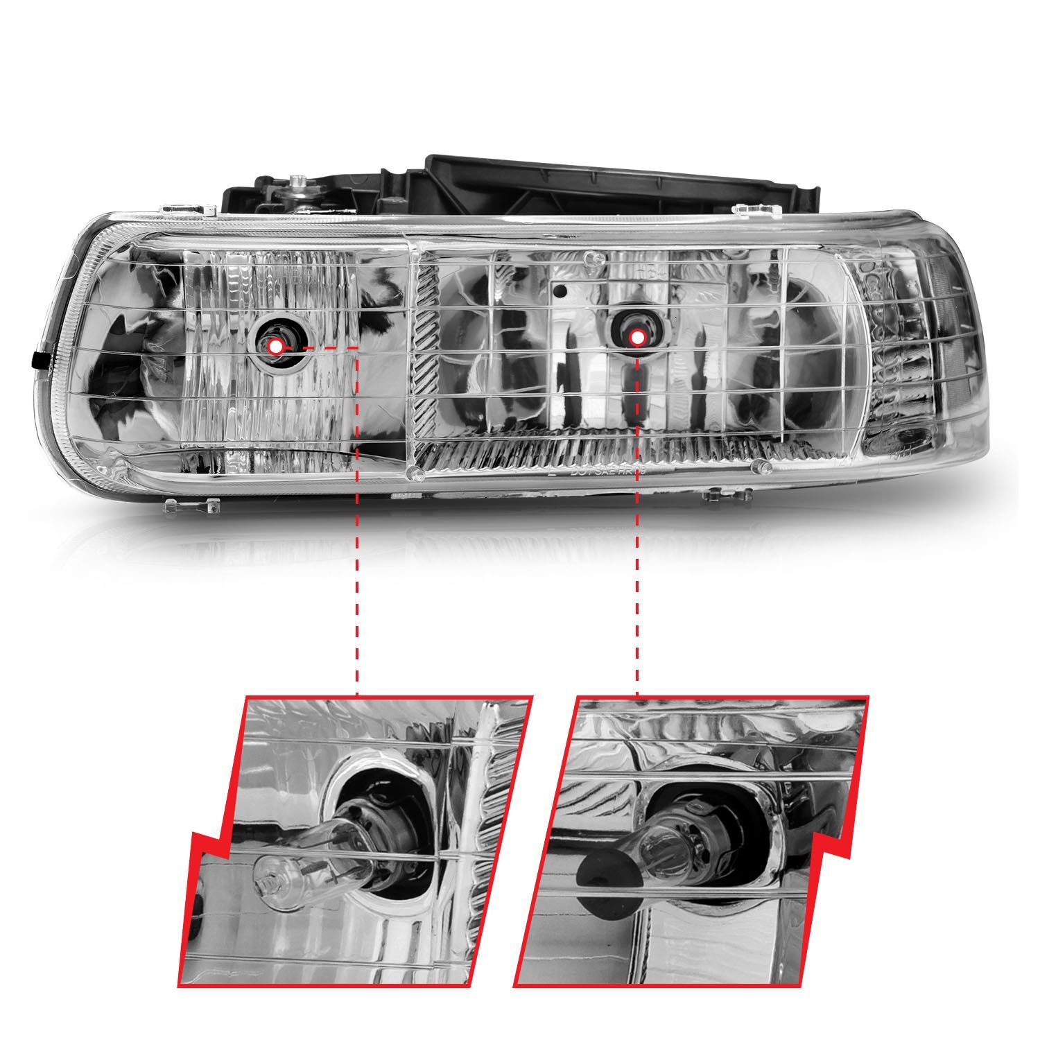 2000-2006 Chevrolet Silverado 1500/2500/3500/Suburban/Tahoe Anzo Crystal Headlights Chrome