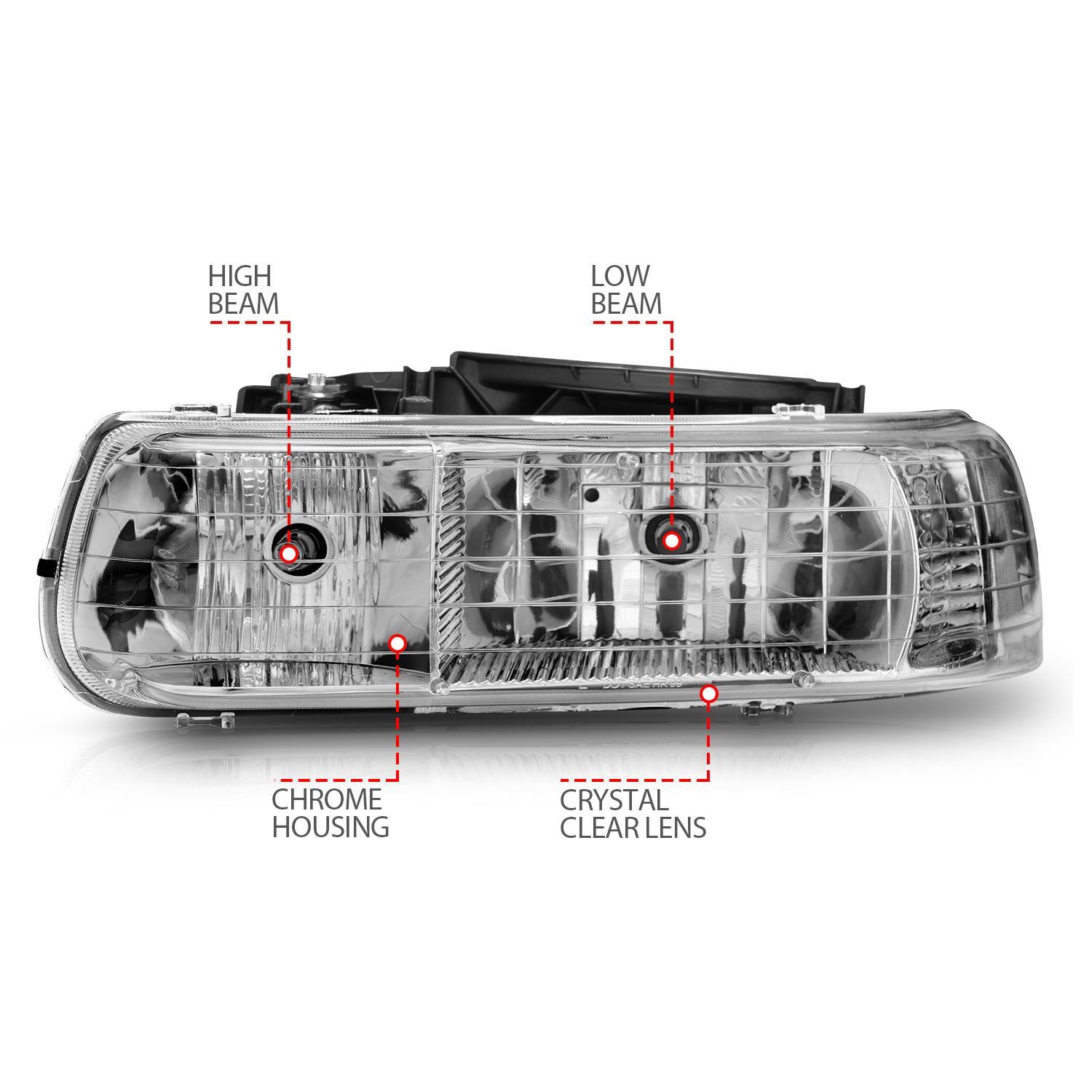 2000-2006 Chevrolet Silverado 1500/2500/3500/Suburban/Tahoe Anzo Crystal Headlights Chrome
